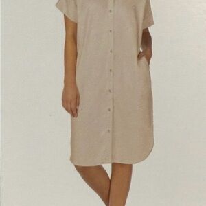 Well Worn Beige Button-Up Shirt Dress Size Medium